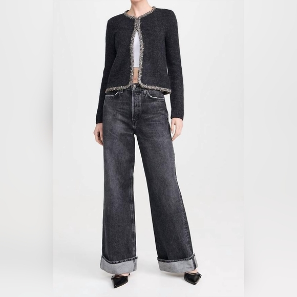 rag & bone Davies Metallic-Trim Crewneck Cardigan New Med - Picture 4 of 16